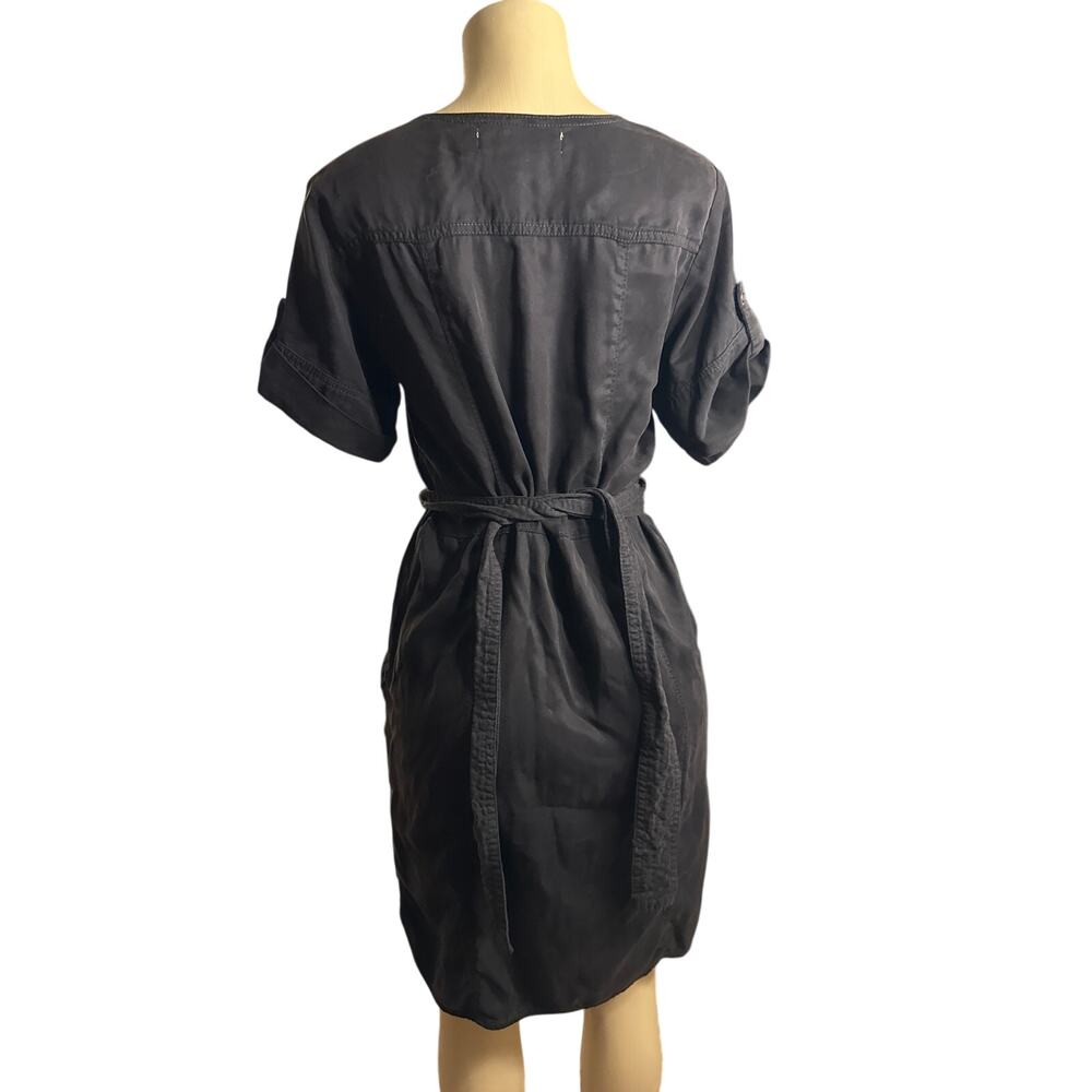 Women S Anthropologie Pilcro Letterpress Black Shirt Dress Classic Tie Waist - Picture 5 of 7